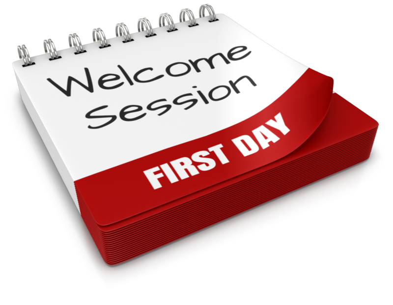 picture of calendar with Welcome Session on page